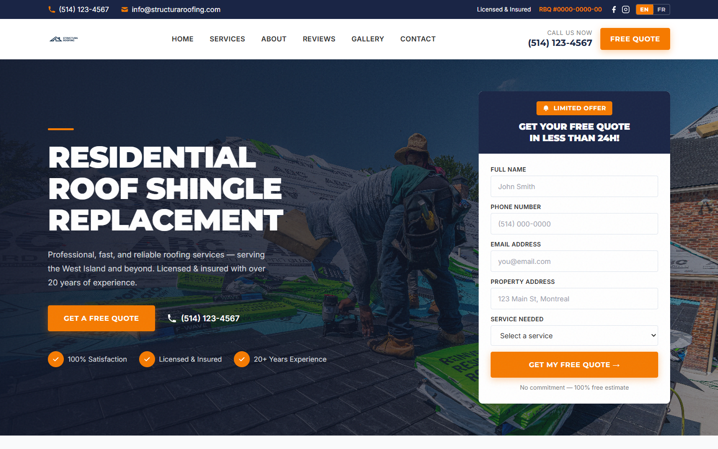 Roofing website preview